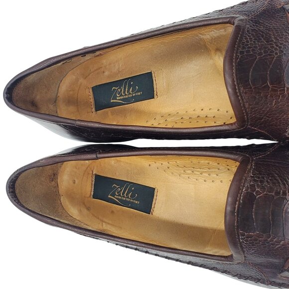 Italy Zelli Men\'s size 11 Brown Ostrich Exotic Leather Tassel Loafer Dress shoes main image 5